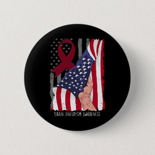 Badge Rond 5 Cm Sensibilisation à l'neurysme cérébral Drapeau amér