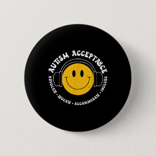 Badge Rond 5 Cm Sensibilisation Acceptation Autisme Visage Sourire