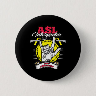 Badge Rond 5 Cm Sensibilisation Asl Deafness Heure Perte Guerrier