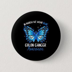 Badge Rond 5 Cm Sensibilisation au cancer colorectal papillon bleu