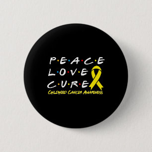 Badge Rond 5 Cm Sensibilisation au cancer de l'enfance Paix Amour