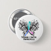 Badge Rond 5 Cm Sensibilisation au cancer du papillon thyroïde (Devant & derrière)
