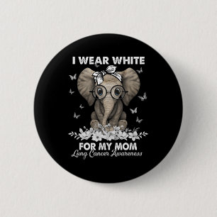 Badge Rond 5 Cm Sensibilisation au cancer du poumon Eléphant Ruban