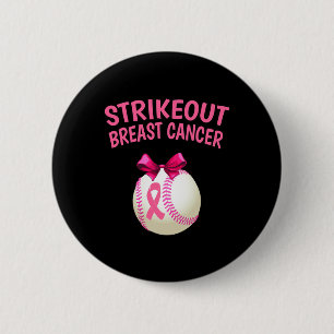 Badge Rond 5 Cm Sensibilisation au cancer du sein - Baseball rose