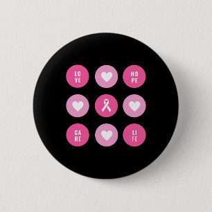 Badge Rond 5 Cm Sensibilisation au cancer du sein Coeurs Espoir