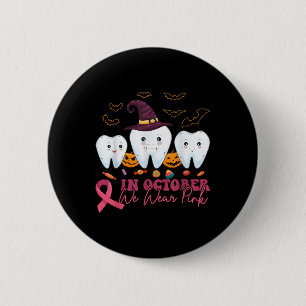 Badge Rond 5 Cm Sensibilisation au cancer du sein de l'Halloween _