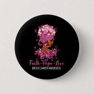 Badge Rond 5 Cm Sensibilisation au cancer du sein Faith Hope Love