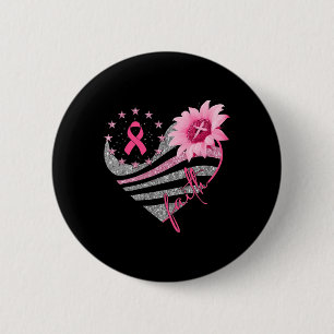 Badge Rond 5 Cm Sensibilisation au cancer du sein Fleur du soleil