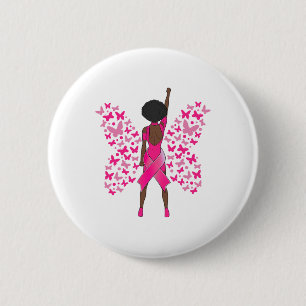 Badge Rond 5 Cm Sensibilisation au cancer du sein Papillons roses