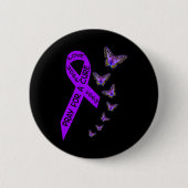 Badge Rond 5 Cm Sensibilisation au cancer pancréatique papillon fé (Devant)