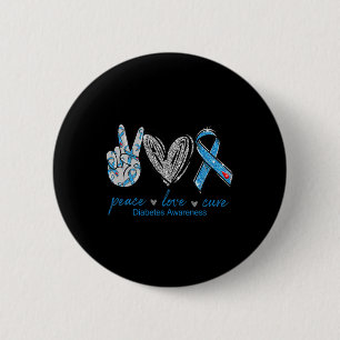 Badge Rond 5 Cm Sensibilisation au diabète Paix Amour Soin