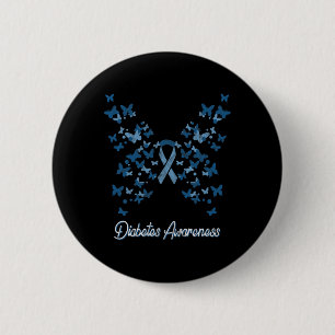 Badge Rond 5 Cm Sensibilisation au diabète Papillon féminin T1 T2