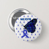 Badge Rond 5 Cm Sensibilisation au ruban bleu et au papillon du ME (Devant & derrière)