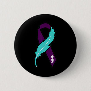 Badge Rond 5 Cm Sensibilisation Au Suicide Au Ruban Santé Mentale 