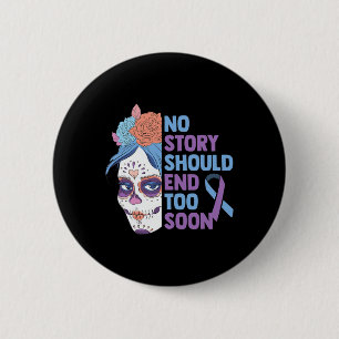 Badge Rond 5 Cm Sensibilisation au suicide du tournesol crâne Psyc