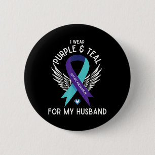 Badge Rond 5 Cm Sensibilisation Au Suicide Je Porte Turquoise Et V