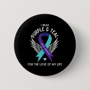 Badge Rond 5 Cm Sensibilisation Au Suicide Je Porte Turquoise Et V