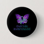 Badge Rond 5 Cm Sensibilisation au suicide Papillon Turquoise pour (Devant)