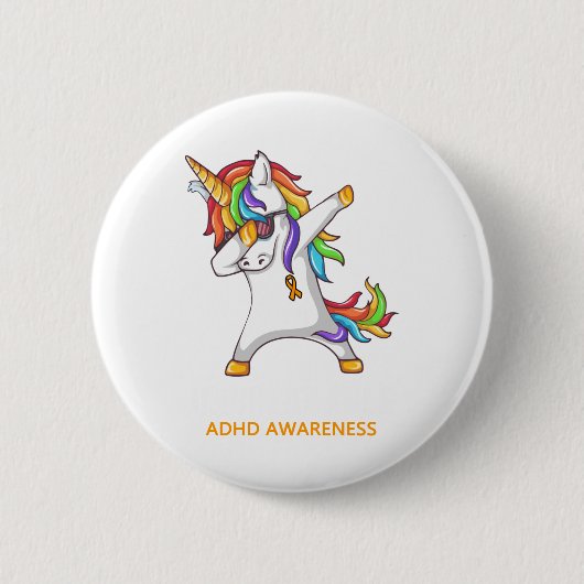 Badge Rond 5 Cm Sensibilisation au TDAH TDAH Awarrior Indestructib (Devant)