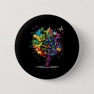 Badge Rond 5 Cm Sensibilisation Autisme Puzzle Pièces Arbre coloré