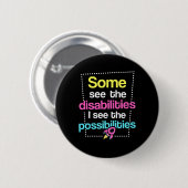 Badge Rond 5 Cm Sensibilisation aux déficiences (Devant & derrière)