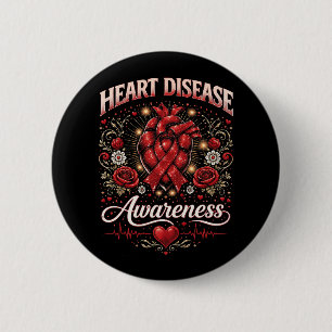 Badge Rond 5 Cm Sensibilisation aux maladies cardiaques