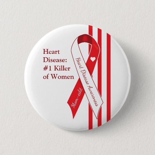 Badge Rond 5 Cm Sensibilisation aux maladies du coeur et aux femme (Devant)