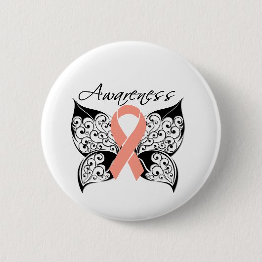 Badge Rond 5 Cm Sensibilisation aux papillons de tatouage - Cancer (Devant)
