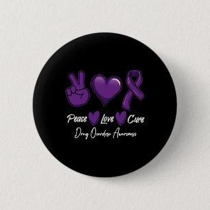 Badge Rond 5 Cm Sensibilisation aux surdoses de drogue violette Pe
