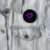 Badge Rond 5 Cm Sensibilisation Coeur pourpre Ruban Guerriers (En situation)