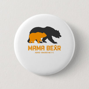 Badge Rond 5 Cm Sensibilisation de l'ours à la TDAH