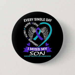 Badge Rond 5 Cm Sensibilisation des hommes au cœur sarcelle violet