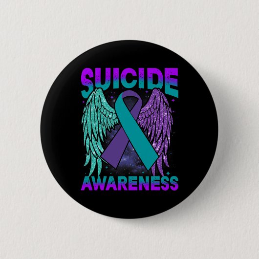 Badge Rond 5 Cm Sensibilisation Et Prévention Du Suicide Au Ruban  (Devant)