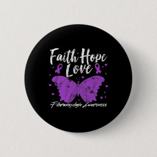 Badge Rond 5 Cm Sensibilisation Papillon pourpre Fibro Grunge guer