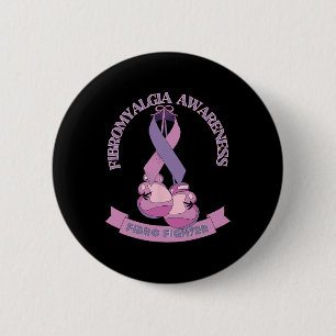 Badge Rond 5 Cm Sensibilisation Ribbon Boxe Gants Fibro Fighter
