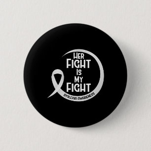 Badge Rond 5 Cm Sensibilisation Silver Ruban Son combat est mon co