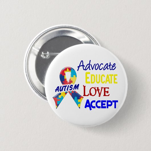 Badge Rond 5 Cm Sensibilisation sur l'autisme (Devant & derrière)