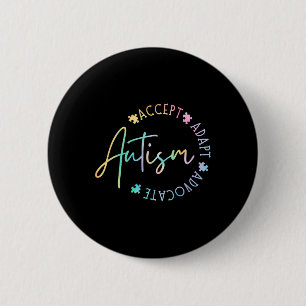 Badge Rond 5 Cm Sensibilisation sur l'autisme Accepter Adapt Advoc
