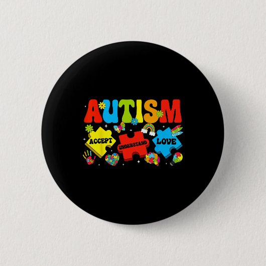 Badge Rond 5 Cm Sensibilisation sur l'autisme Accepter Comprendre (Devant)
