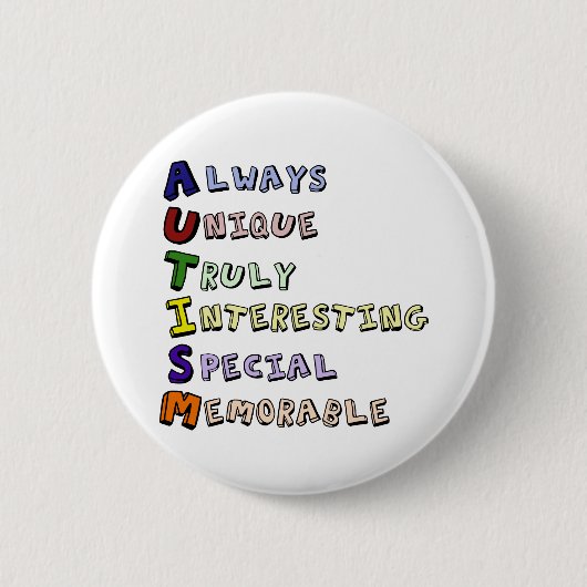 Badge Rond 5 Cm Sensibilisation sur l'autisme Acrostique mignon po (Devant)