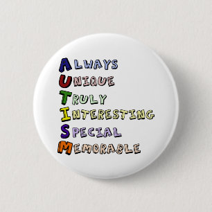 Badge Rond 5 Cm Sensibilisation sur l'autisme Acrostique mignon po