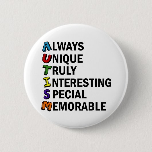 Badge Rond 5 Cm Sensibilisation sur l'autisme Acrostique mignon po (Devant)