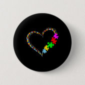 Badge Rond 5 Cm Sensibilisation sur l'autisme Amour Coeur Puzzle P (Devant)