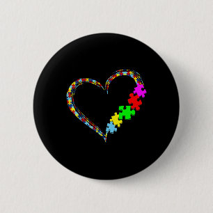 Badge Rond 5 Cm Sensibilisation sur l'autisme Amour Coeur Puzzle P