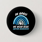 Badge Rond 5 Cm Sensibilisation sur l'autisme Bleu Avril Aimer Sup (Devant)