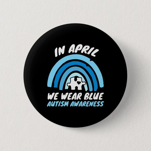 Badge Rond 5 Cm Sensibilisation sur l'autisme Bleu Avril Aimer Sup (Devant)