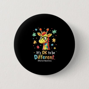 Badge Rond 5 Cm Sensibilisation sur l'autisme Cute Giraffe Animal