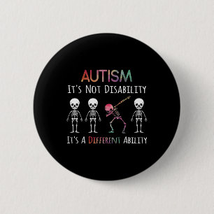 Badge Rond 5 Cm Sensibilisation sur l'autisme Dabbing Skull Autism