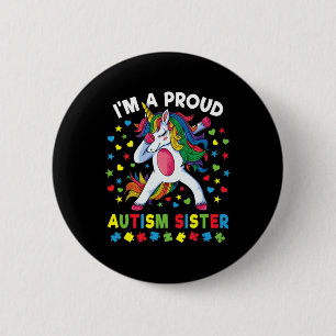 Badge Rond 5 Cm Sensibilisation sur l'autisme Dabbing Unicorn Girl