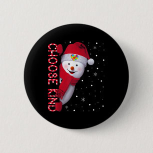 Badge Rond 5 Cm Sensibilisation sur l'autisme de Noël Chemise Choi